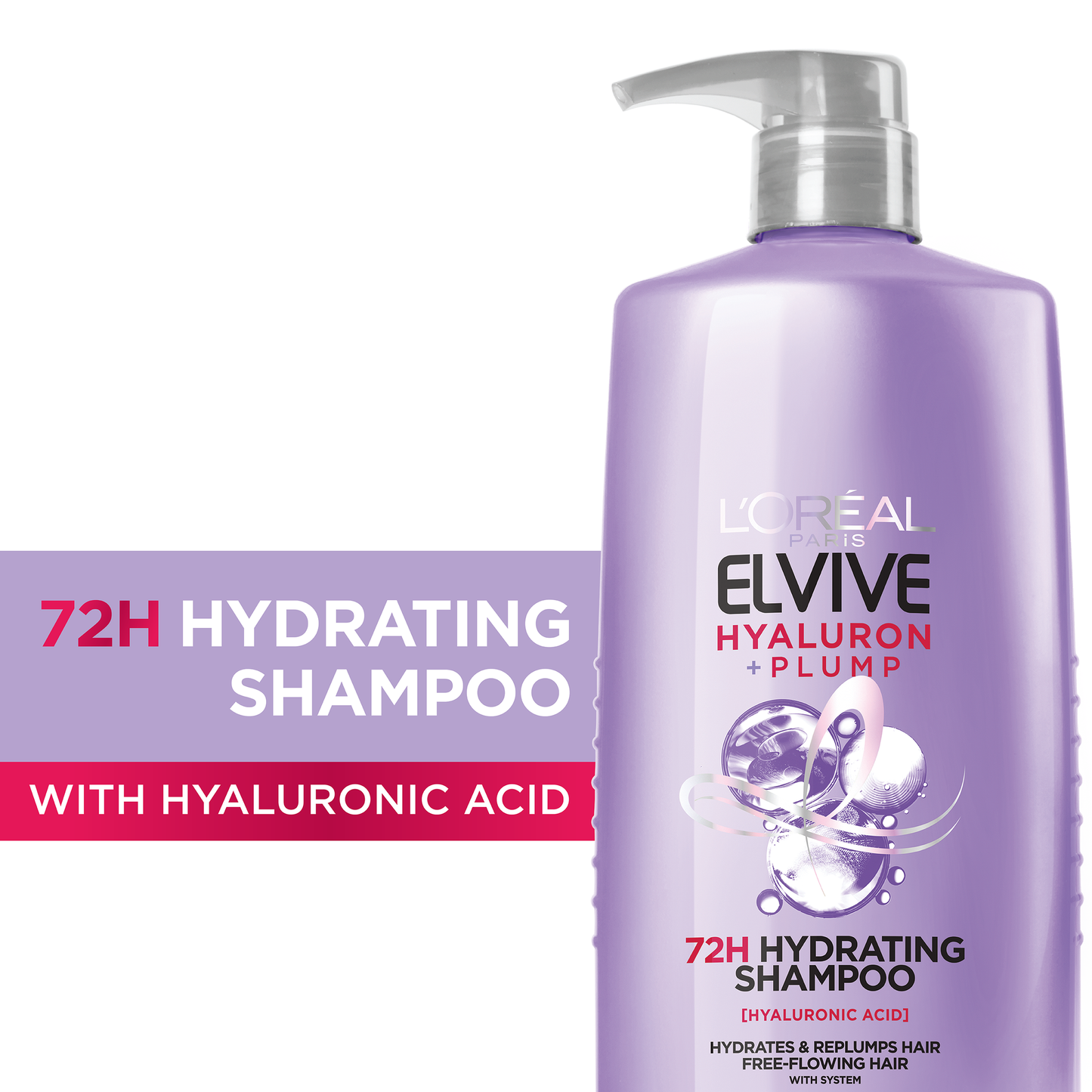 L'Oreal Paris Elvive Hyaluron Plump Hydrating Shampoo and Conditioner Set with Hyaluronic Acid, 26.5 fl oz