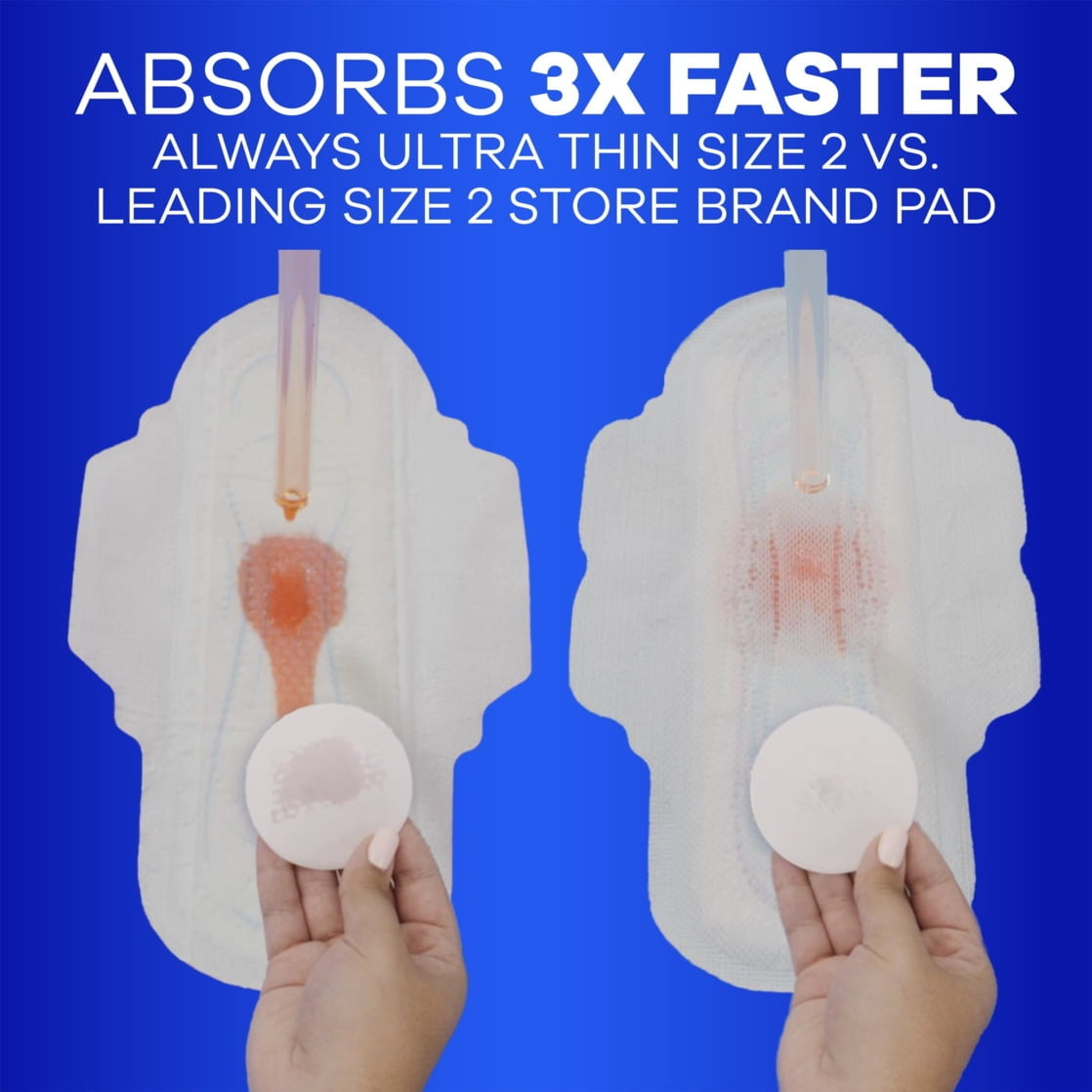 Always Ultra Thin Daytime Pads with Wings, Size 3, Unscented, 38ct