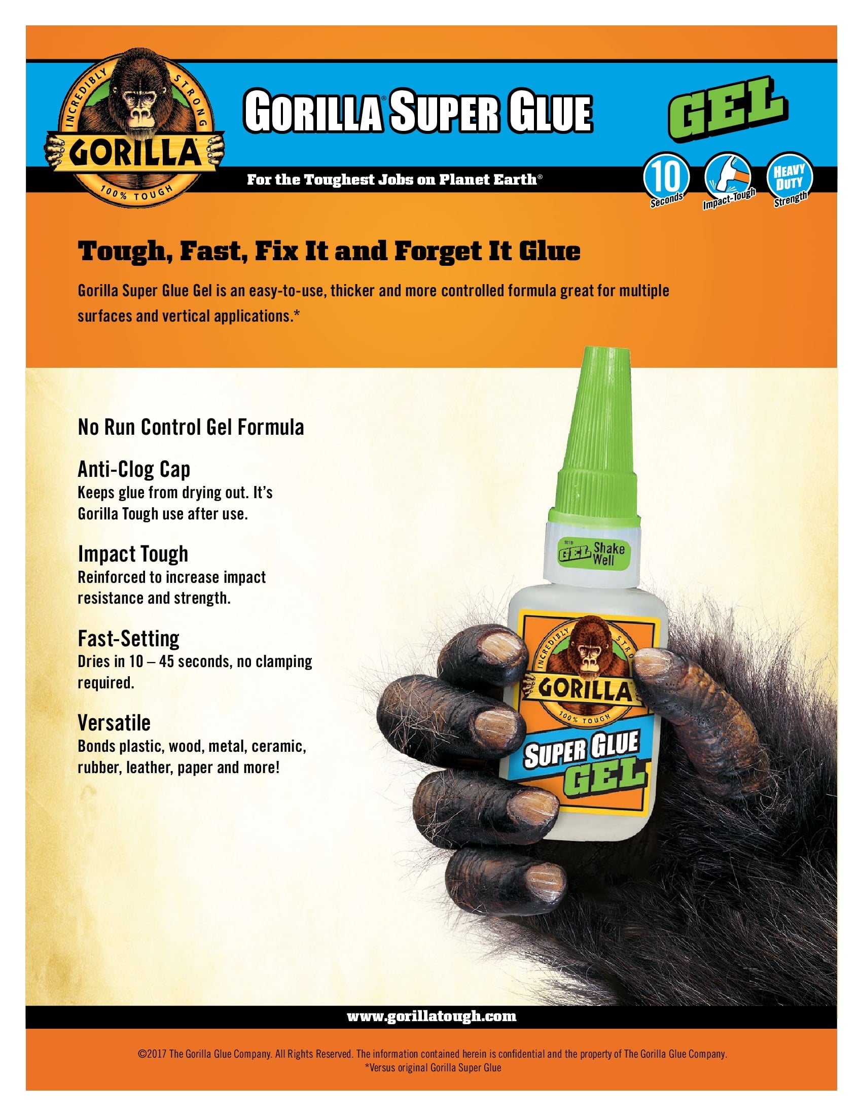 Gorilla Glue Super Glue Gel (15g) Clear Color, Pack of 1