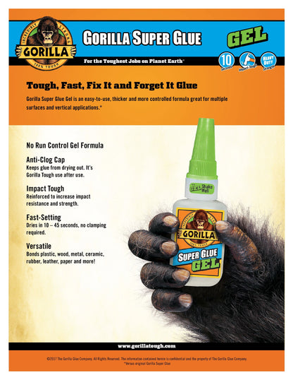 Gorilla Glue Super Glue Gel (15g) Clear Color, Pack of 1