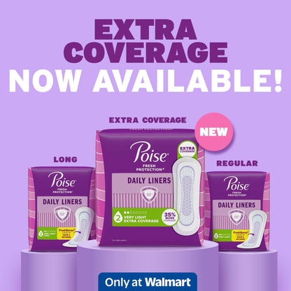 Poise Daily Incontinence Panty Liners, Long, Very Light Absorbency (44 Count)