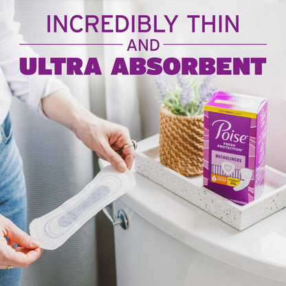 Poise Microliners Incontinence Panty Liners, 1 Drop Lightest Absorbency, Long, 50 Count