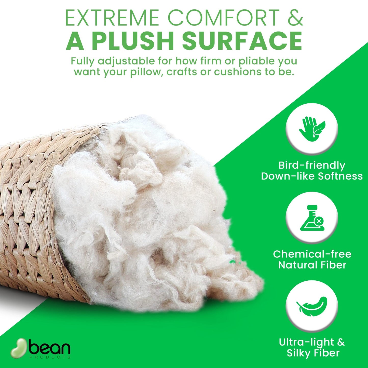 Organic Kapok Sleep Bed Pillows with 100% Organic Cotton Fabric - Plant Based Vegan