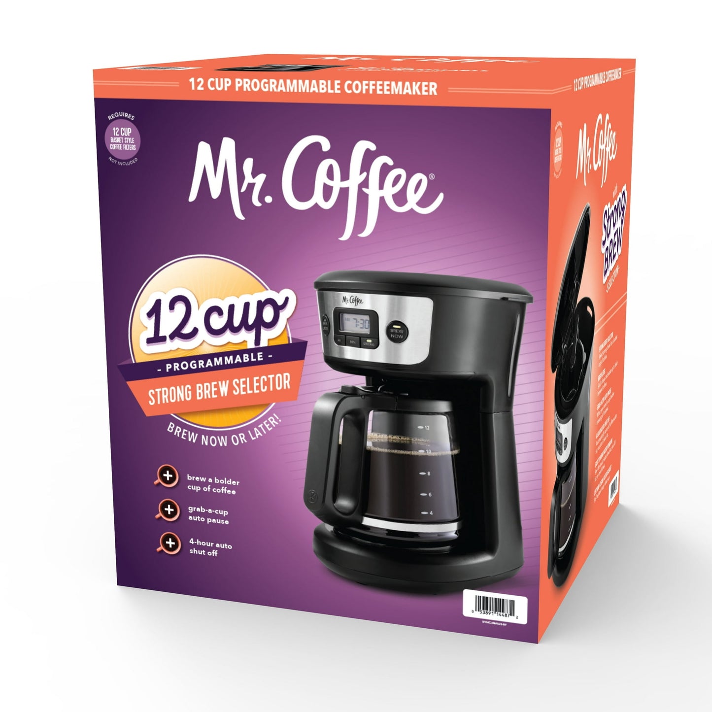 Mr Coffee 12 Cup Programmable Coffee Maker 24H Timer Auto Shutoff Machine Black