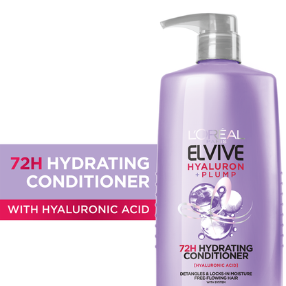 L'Oreal Paris Elvive Hyaluron Plump Hydrating Shampoo and Conditioner Set with Hyaluronic Acid, 26.5 fl oz