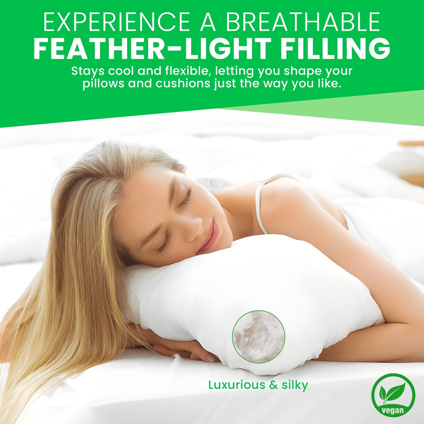 Organic Kapok Sleep Bed Pillows with 100% Organic Cotton Fabric - Plant Based Vegan