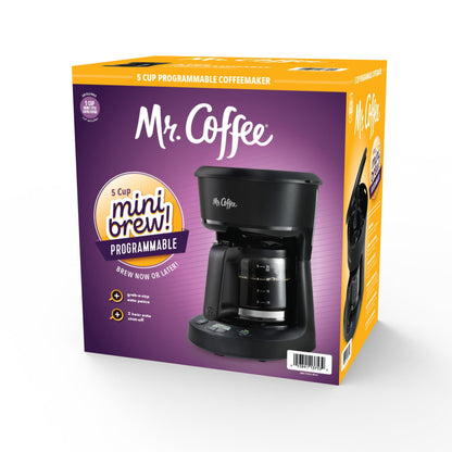 Mr Coffee 5 Cup Programmable Coffee Maker Mini Brew Later Digital Machine Black