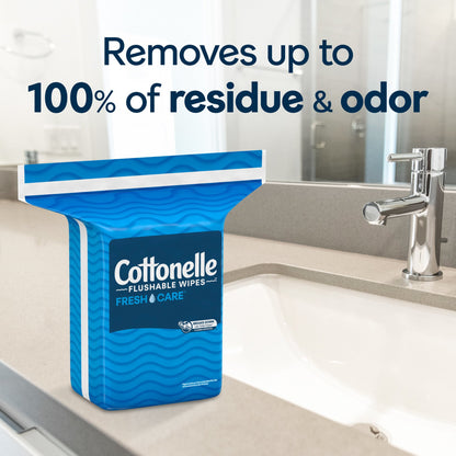 Cottonelle Fresh Care Flushable Wet Wipes, 168 Count, 3x Cleaning Power, Septic-Safe, Hypoallergenic, Alcohol-Free, FSC Certified - Pack, Toilet