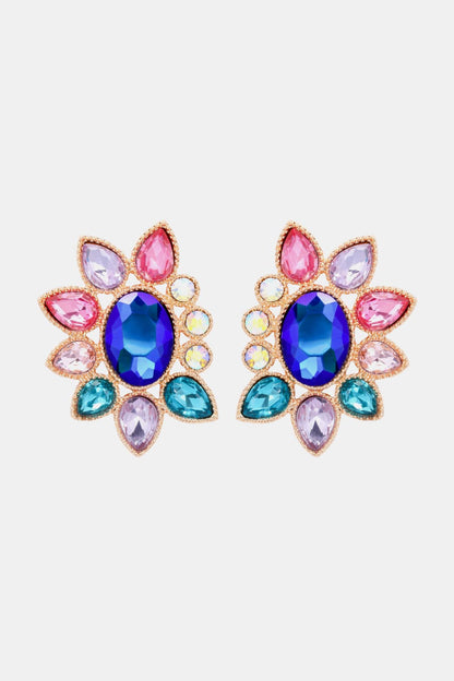 Geometrical Shape Glass Stone Dangle Earrings
