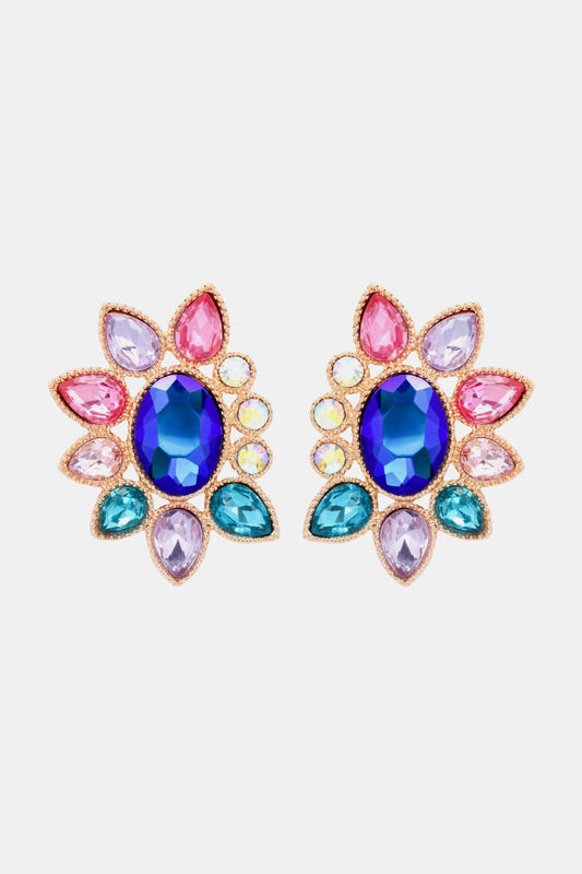 Geometrical Shape Glass Stone Dangle Earrings