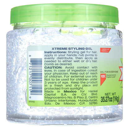 Xtreme Professional Extreme Hold Hair Gel Clear Jar, 35oz– Strong Hold with Moisturizing Care