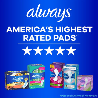 Always Maxi Pads with Wings, Size 2, Long Super Absorbency, 42 count