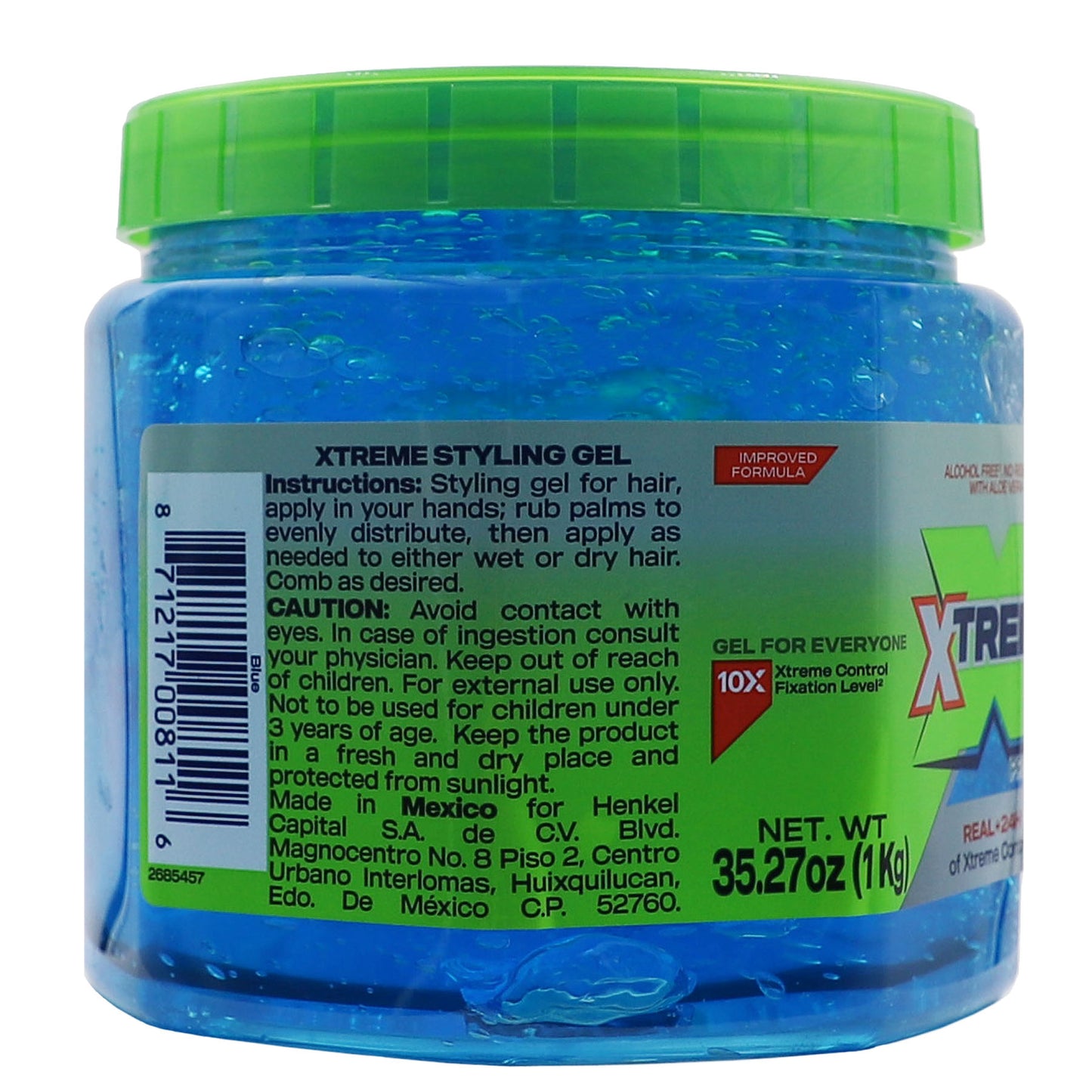 Xtreme Professional Jumbo Blue UV Protection Styling Hair Gel, 35.27 oz - Maximum Hold & UV Defense for All-Day Style