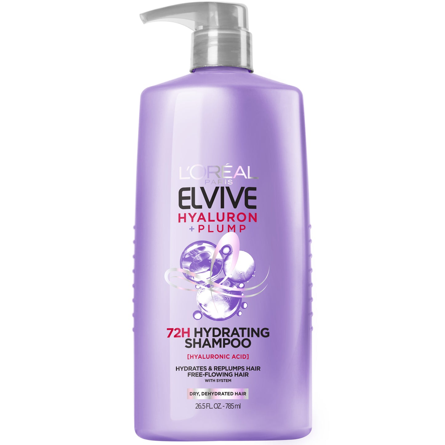 L'Oreal Paris Elvive Hyaluron Plump Hydrating Shampoo and Conditioner Set with Hyaluronic Acid, 26.5 fl oz