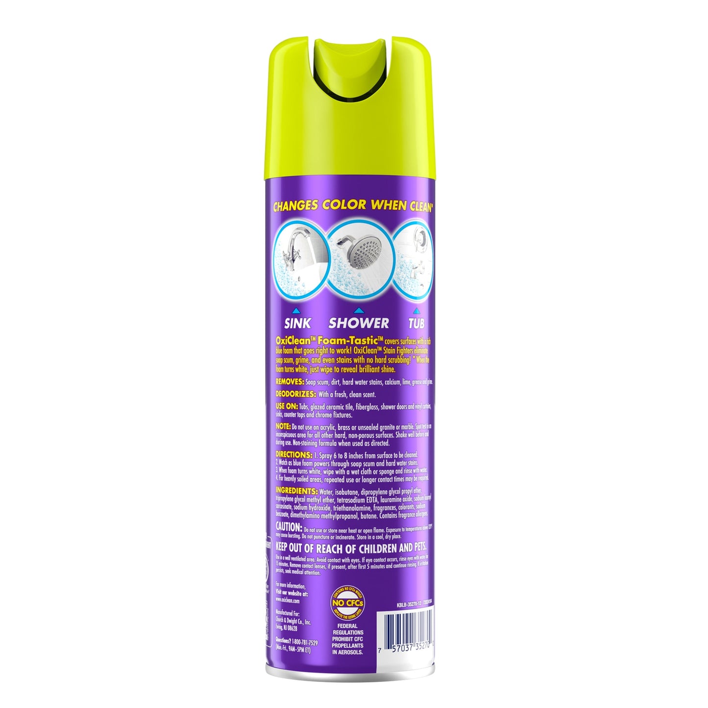 OxiClean Foam-Tastic Foaming Bathroom Cleaner, Removes Soap Scum, Grime & Stains, Fresh Scent, 19 oz