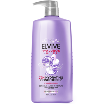 L'Oreal Paris Elvive Hyaluron Plump Hydrating Shampoo and Conditioner Set with Hyaluronic Acid, 26.5 fl oz