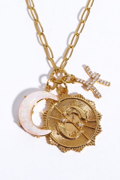 Constellation and Moon Pendant Copper Necklace