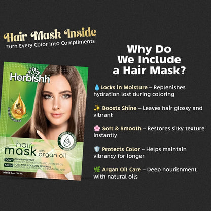 Herbishh Hair Color Shampoo Dark Brown 500ml 100% Gray Coverage Ammonia Free