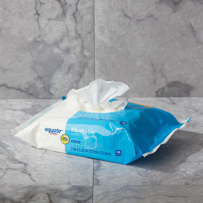Equate Fresh Scent Flushable Wipes, 5 Packs of 48 Wipes, 240 Total Wipes - Hypoallergenic & Alcohol-Free - Cleaning, Flower