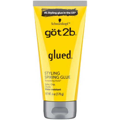 Got2b Glued Spiking Hair Styling Gel, 6 oz, Water-Resistant Strong Hold, Long-Lasting Sculpting Gel for Extreme Hairstyles