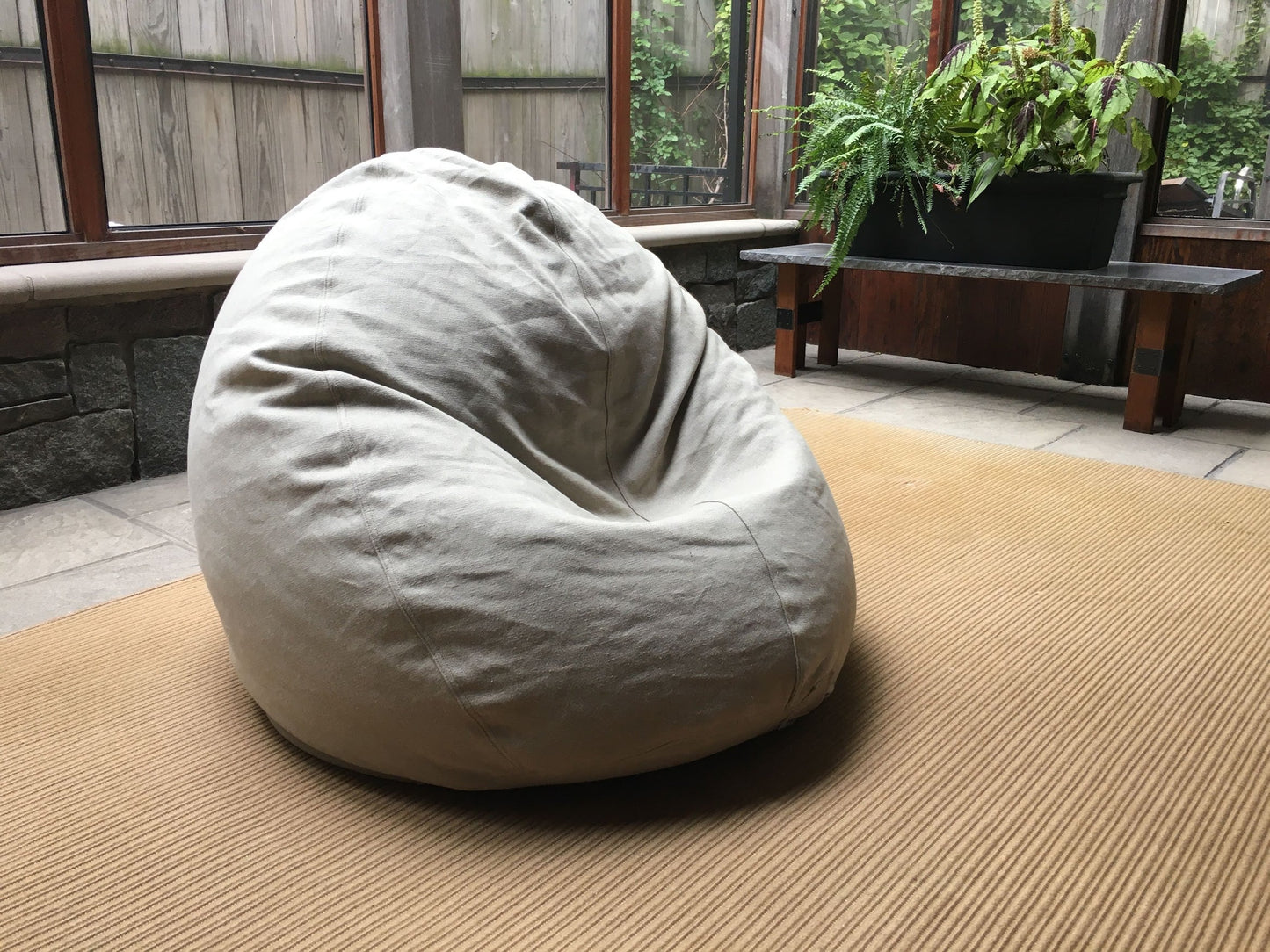 Hemp Bean Bag Chair Lounger - Adult & Teen size Traditional Classic 6 panel beanbag remove wash Eco Friendly Organic 18 oz. Hemp Fabric Comfy Bean - MADE IN USA