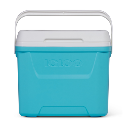 Igloo 28 QT Laguna Hard-Sided Ice Chest Cooler, Aqua Blue and White / Red