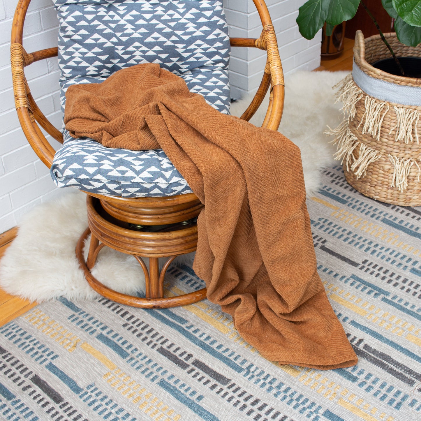 Organic Cotton Throw Blanket | Organic Textiles | Woven Throw Blanket | Earth-Friendly Blanket | Cotton Blanket | Choice of Color