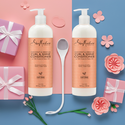 (2 pack) SheaMoisture Curl and Shine Moisturizing Conditioner, Coconut and Hibiscus, 24 fl oz Bottle