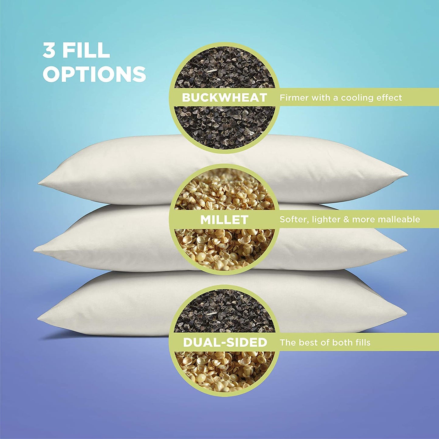 Millet Hull Pillow - Sleeping head bed pillow - Organic - Natural WheatDreamz