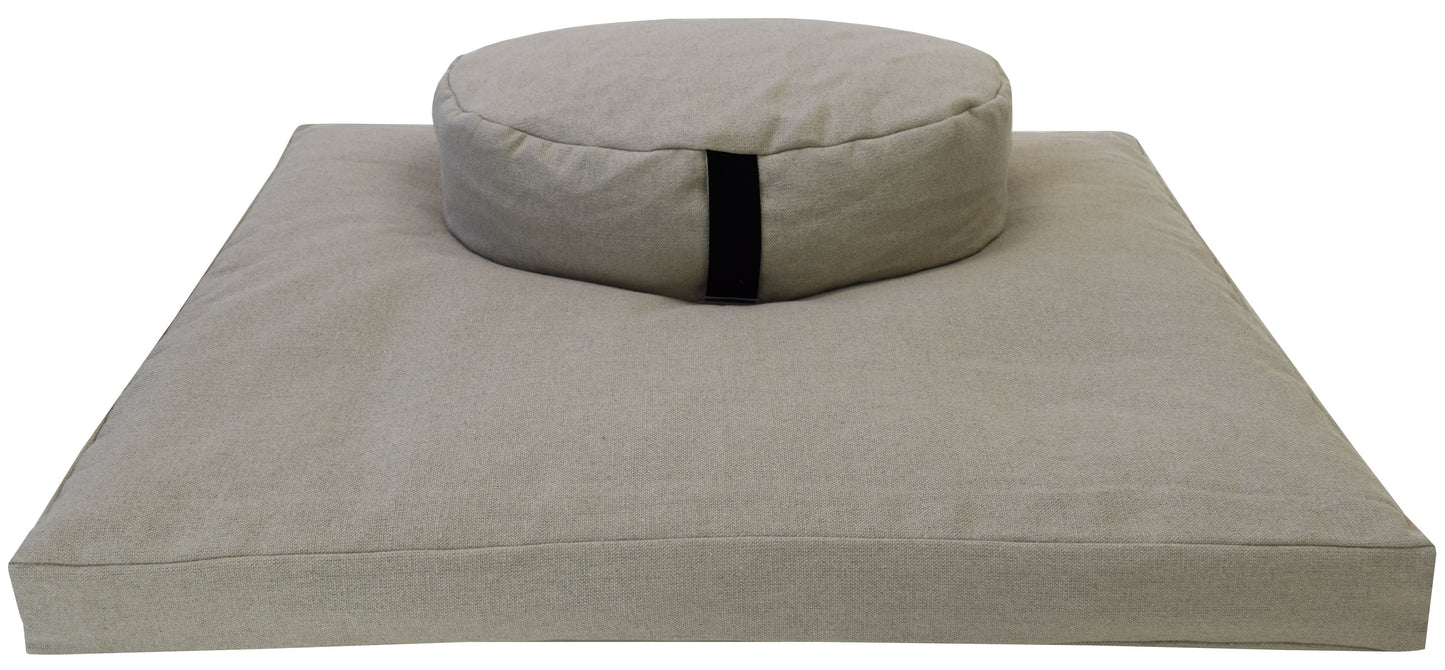 Hemp Meditation Cushion Set Zafu and Zabuton - Hemp fabric, Organic Buckwheat Hulls