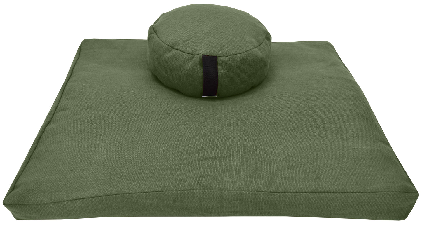 Hemp Meditation Cushion Set Zafu and Zabuton - Hemp fabric, Organic Buckwheat Hulls