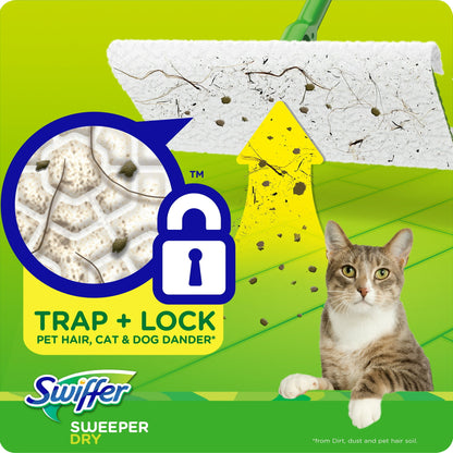 Swiffer Sweeper Pet Dry Refills 16ct Unscented Floor Mop Sweeping Pad Duster Cloth