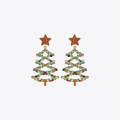 Christmas Tree Rhinestone Alloy Earrings
