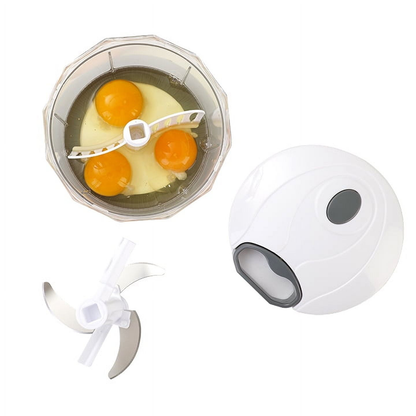 Mainstays 1qt Quick Pull Chopper, BPA free , SS Blades, Food Contact Safe Material , White & Grey, Weight 320g