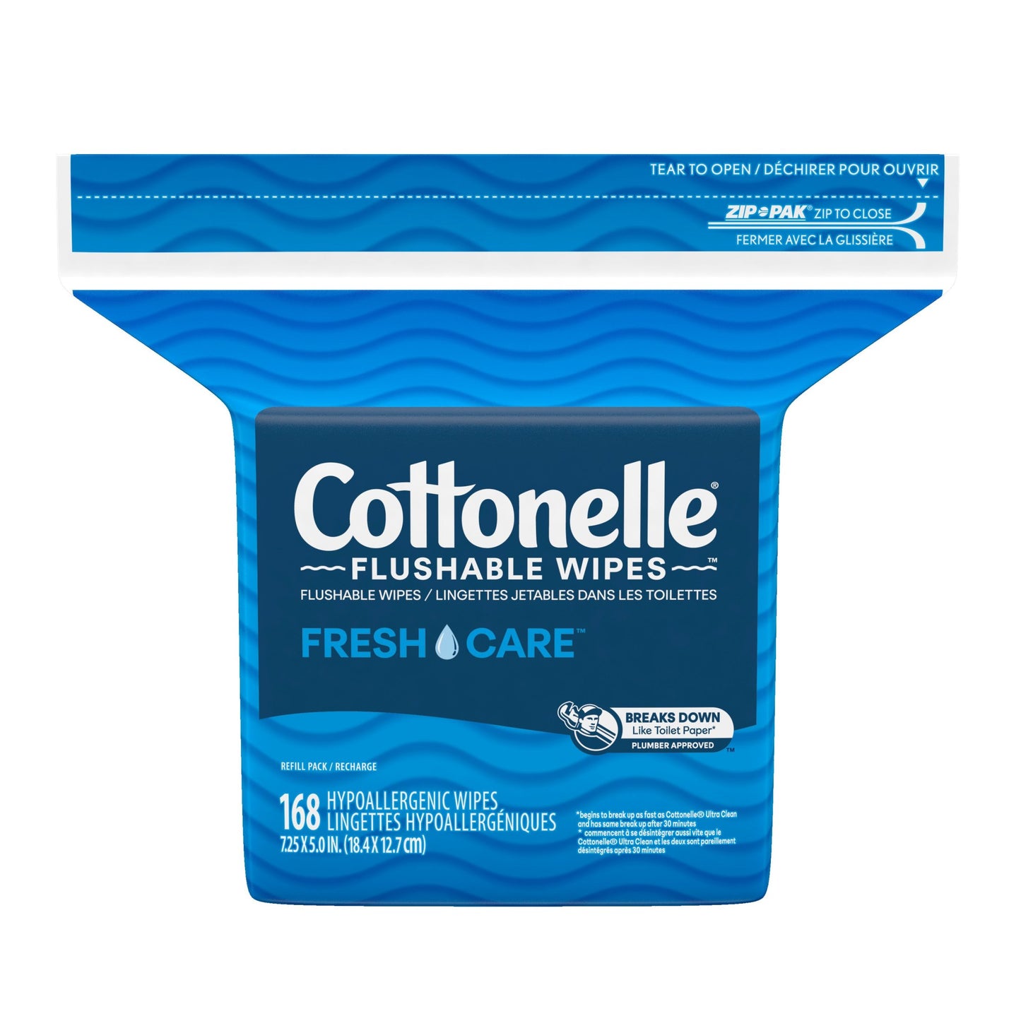Cottonelle Fresh Care Flushable Wet Wipes, 168 Count, 3x Cleaning Power, Septic-Safe, Hypoallergenic, Alcohol-Free, FSC Certified - Pack, Toilet