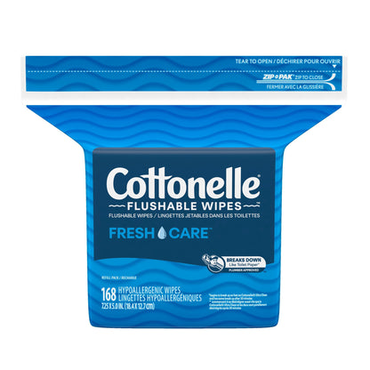 Cottonelle Fresh Care Flushable Wet Wipes, 168 Count, 3x Cleaning Power, Septic-Safe, Hypoallergenic, Alcohol-Free, FSC Certified - Pack, Toilet