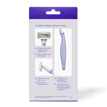 lamingo Women's Razor Value Pack: Lilac Handle + 5 Cartridges - Comfortable Shaving