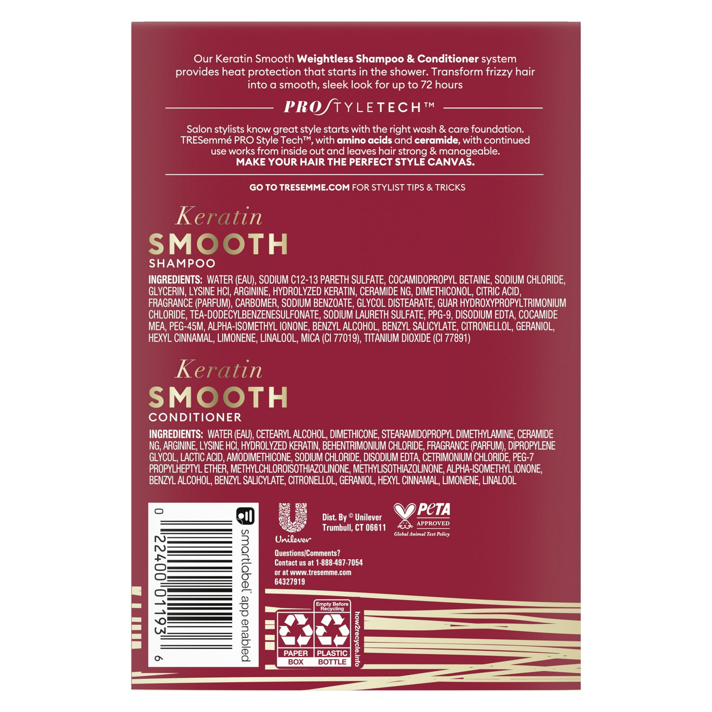 Tresemme Shampoo & Conditioner Keratin Smooth, 28 oz 2 Count