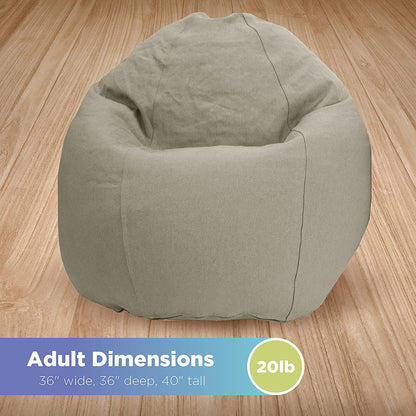Hemp Bean Bag Chair Lounger - Adult & Teen size Traditional Classic 6 panel beanbag remove wash Eco Friendly Organic 18 oz. Hemp Fabric Comfy Bean - MADE IN USA