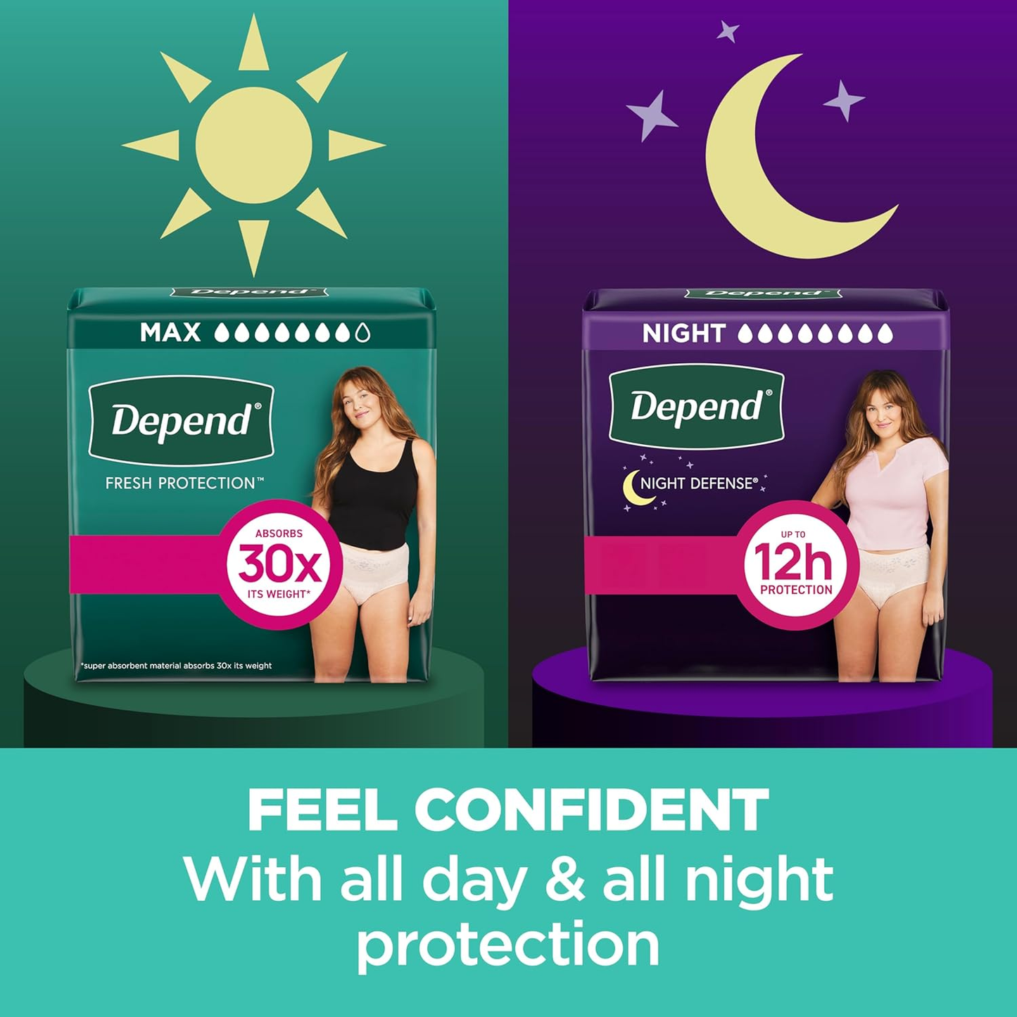 Depend Fresh Protection Adult Diapers, Incontinence & Postpartum Bladder Leak Underwear for Women, Disposable, Maximum, Extra-Large, Blush, 68 Count (2 Packs of 34), Packaging May Vary