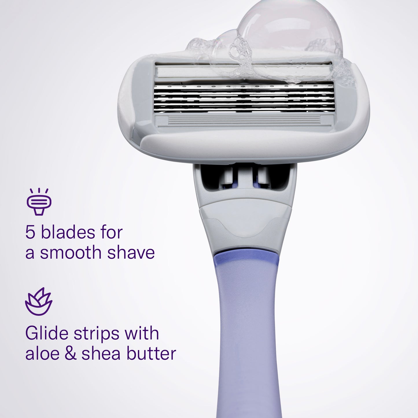 lamingo Women's Razor Value Pack: Lilac Handle + 5 Cartridges - Comfortable Shaving