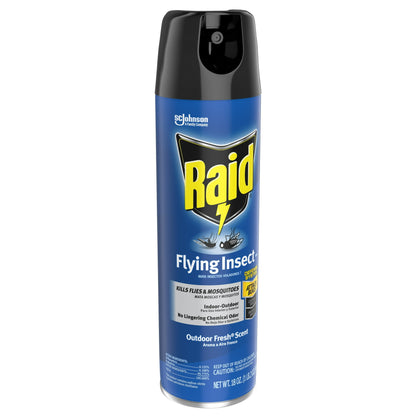 Raid Flying Insect Killer, Kills Flies, Mosquitoes, Gnats, and Fruit Flies, For Indoor and Outdoor Use, 18 oz