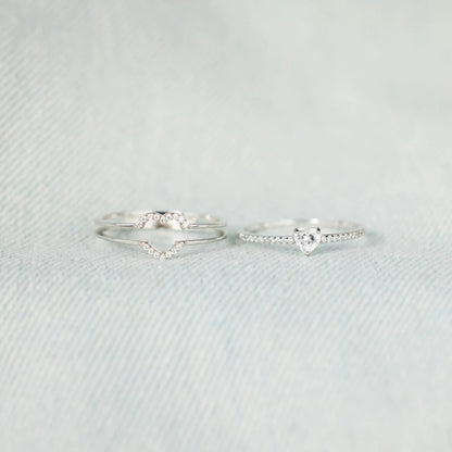 925 Sterling Silver Inlaid Zircon Heart Ring