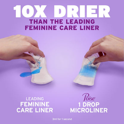 Poise Microliners Incontinence Panty Liners, 1 Drop Lightest Absorbency, Long, 50 Count