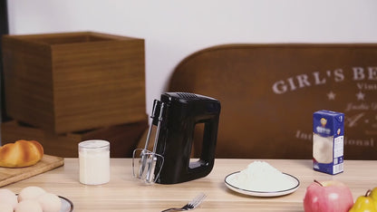 Mainstays 5-Speed Corded Hand Mixer Black with 2 Beaters, 150W Motor, Non-Detachable Power Cord, Comfortable Handle & Variable Speed Features