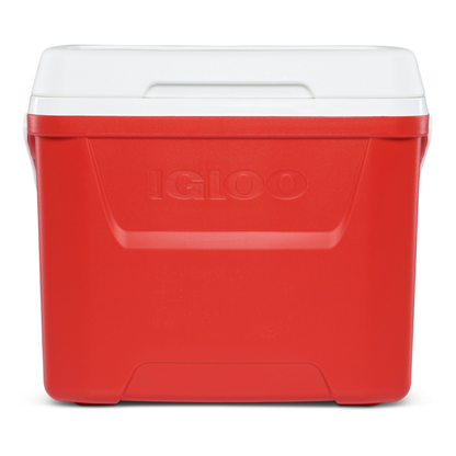 Igloo 28 QT Laguna Hard-Sided Ice Chest Cooler, Aqua Blue and White / Red