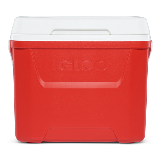 Igloo 28 QT Laguna Hard-Sided Ice Chest Cooler, Aqua Blue and White / Red