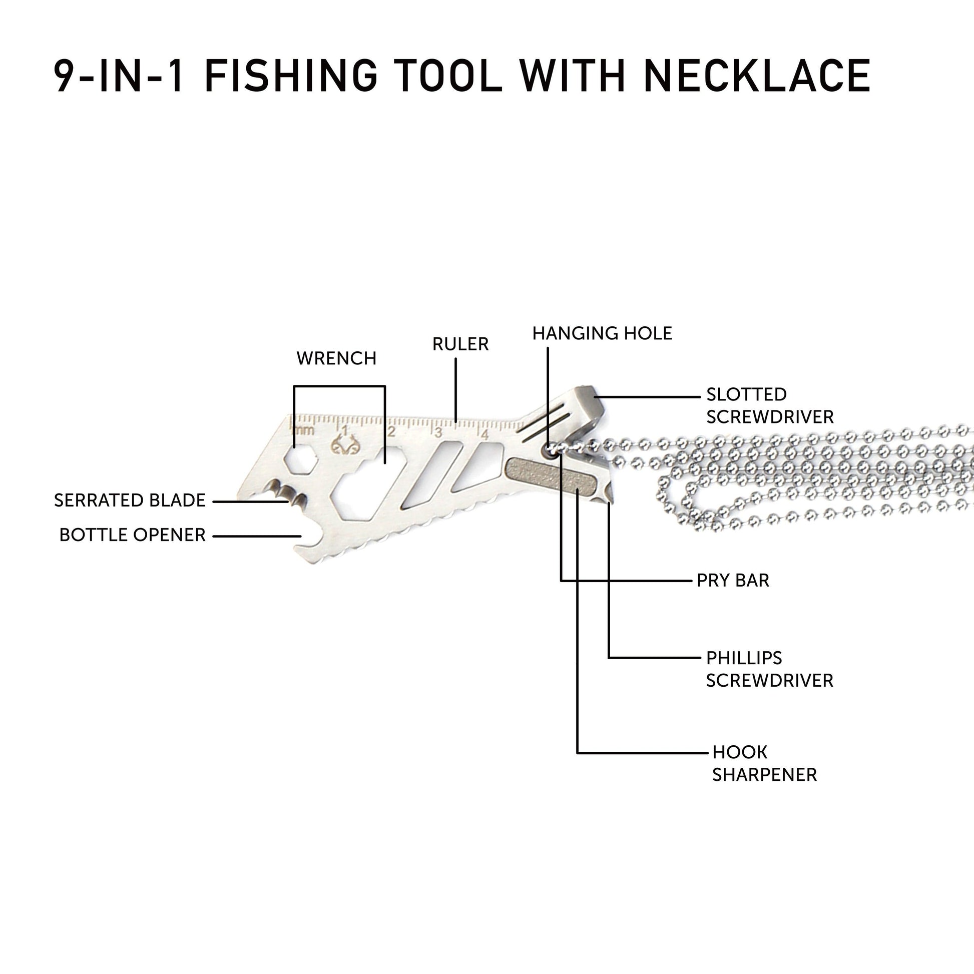 Realtree 7 Piece Angler's Collection Fishing Kit with Stainless Steel Blade and Scale - Trendyxmart